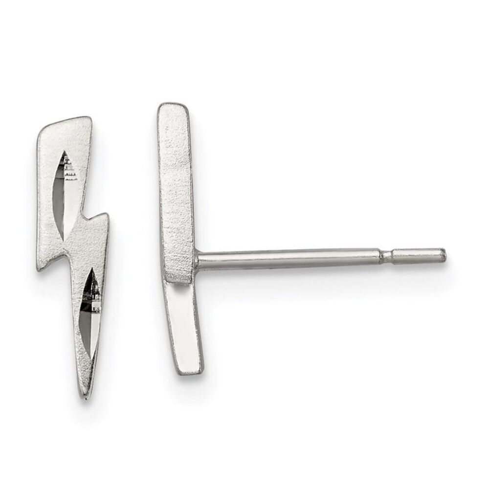 Kazi Luxury Sterling Silver Lightning Bolt Post E… - image 1
